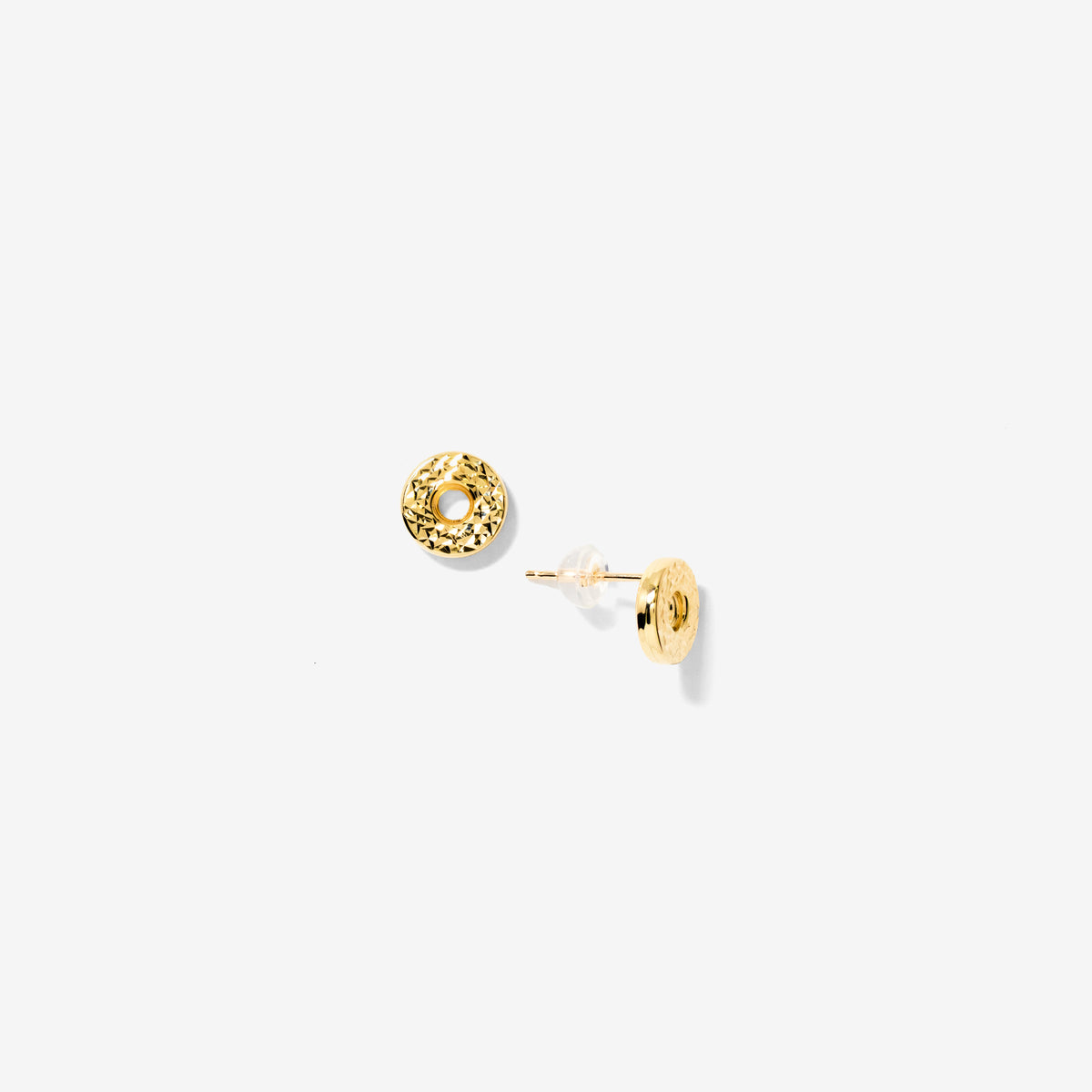 Diamond Cut Circle Stud in 10K Yellow Gold
