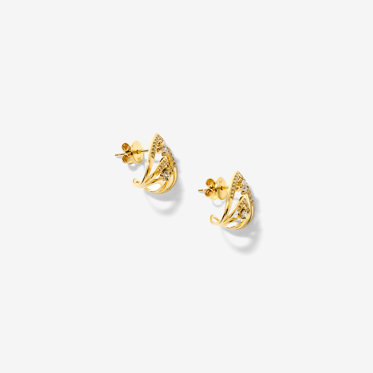 Diamond J Hook Earrings in 10K Yellow Gold (0.33 ct tw)
