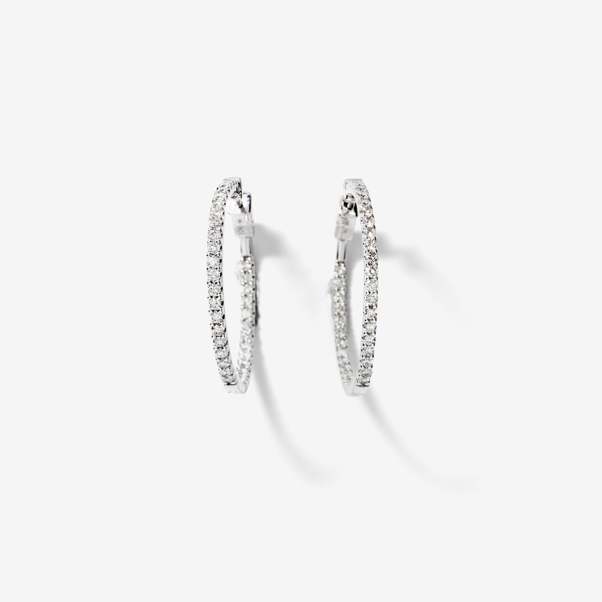 Diamond Hoop Earrings In 10K White Gold (1.50 ct tw)