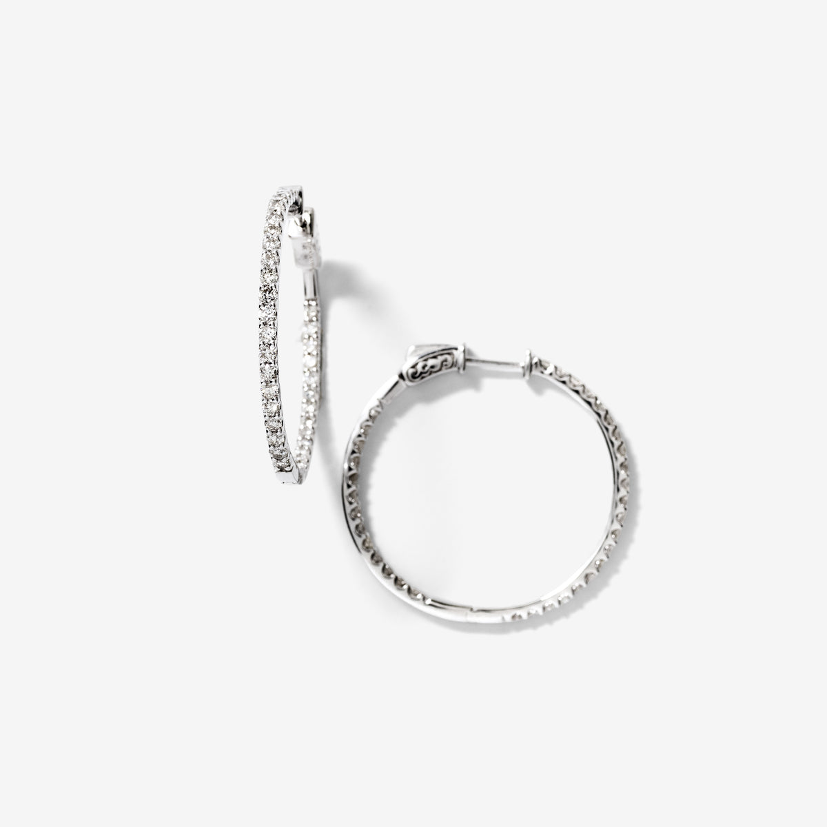 Diamond Hoop Earrings In 10K White Gold (1.50 ct tw)
