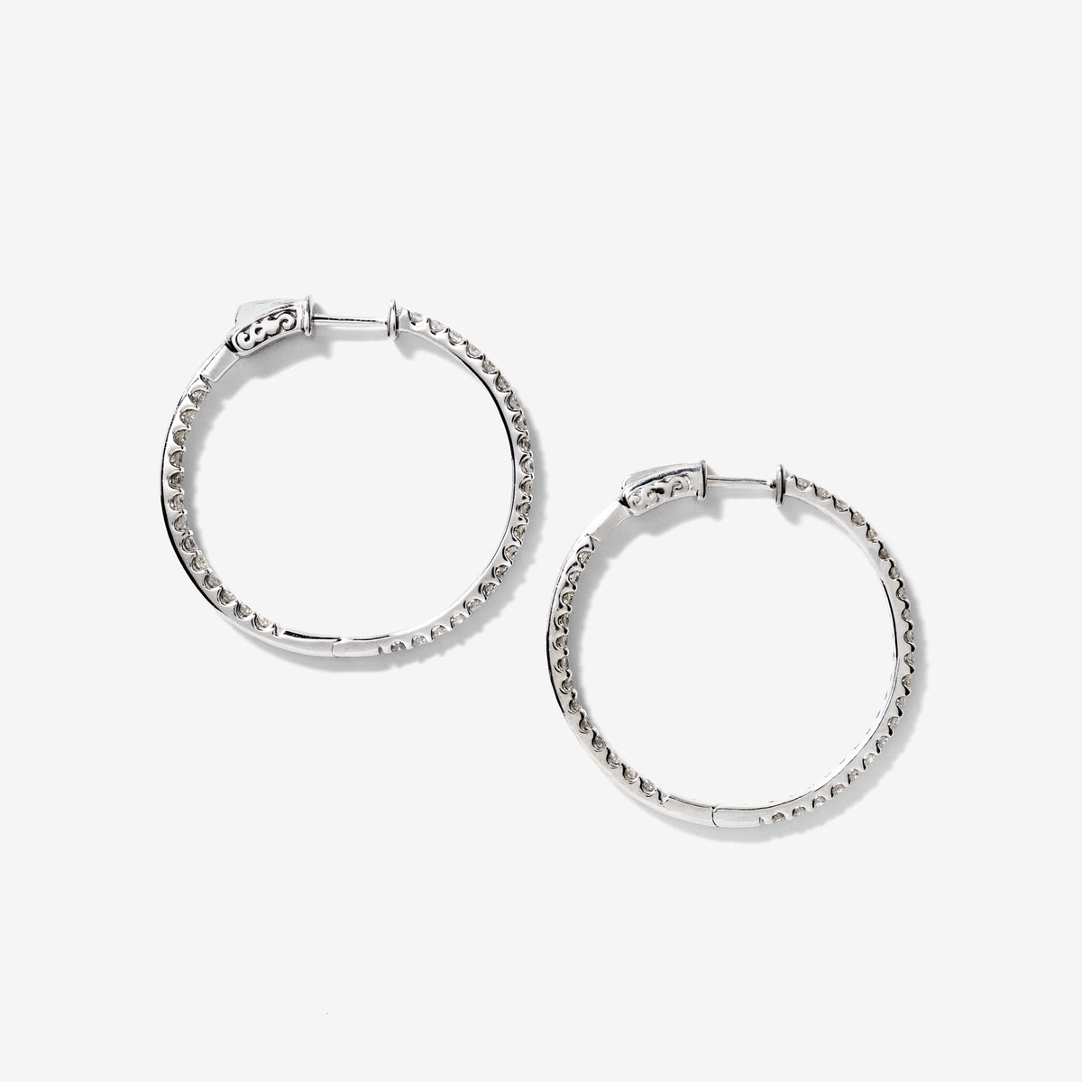 Diamond Hoop Earrings In 10K White Gold (1.50 ct tw)
