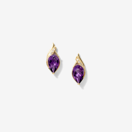 Amethyst Earrings in 10K Yellow Gold
