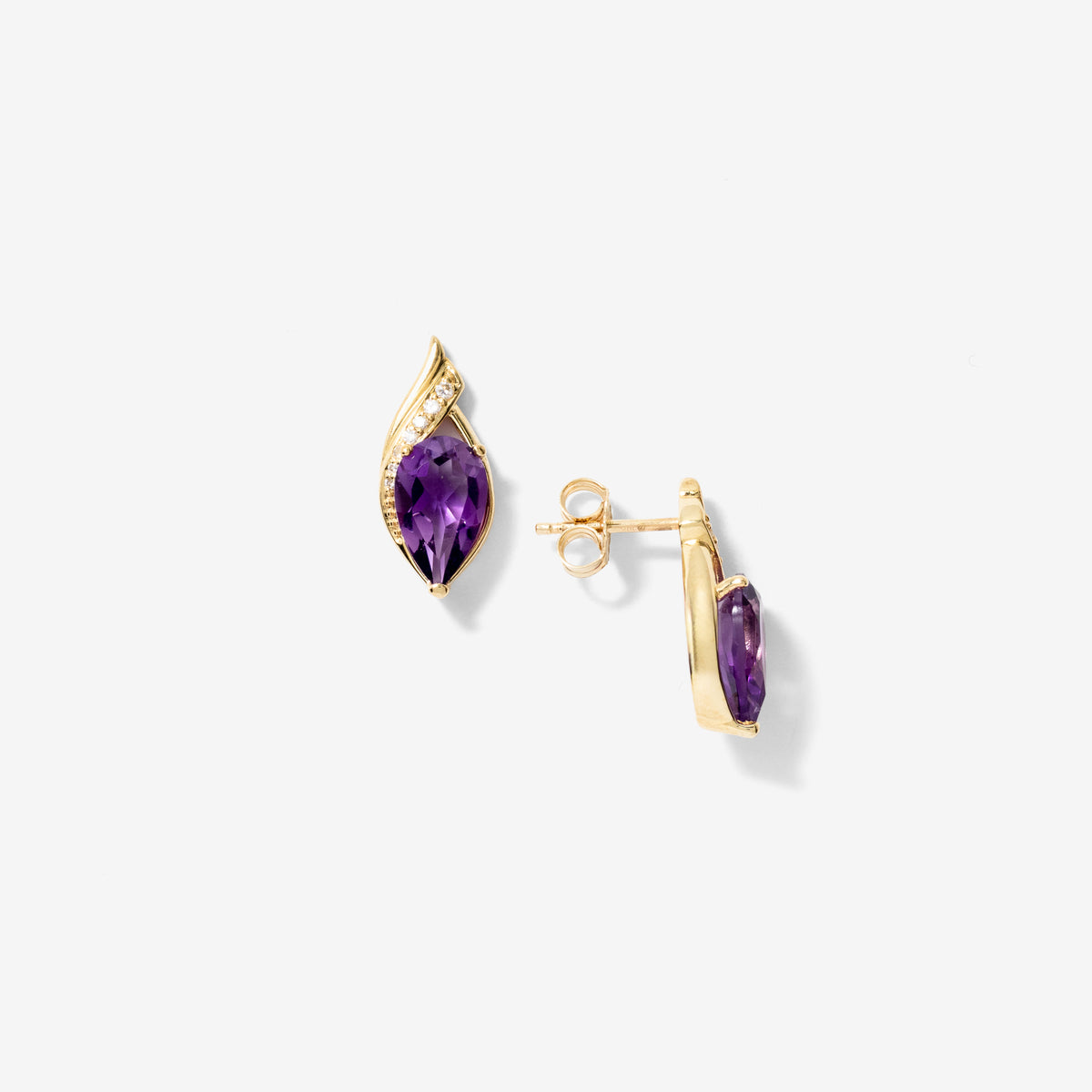 Amethyst Earrings in 10K Yellow Gold