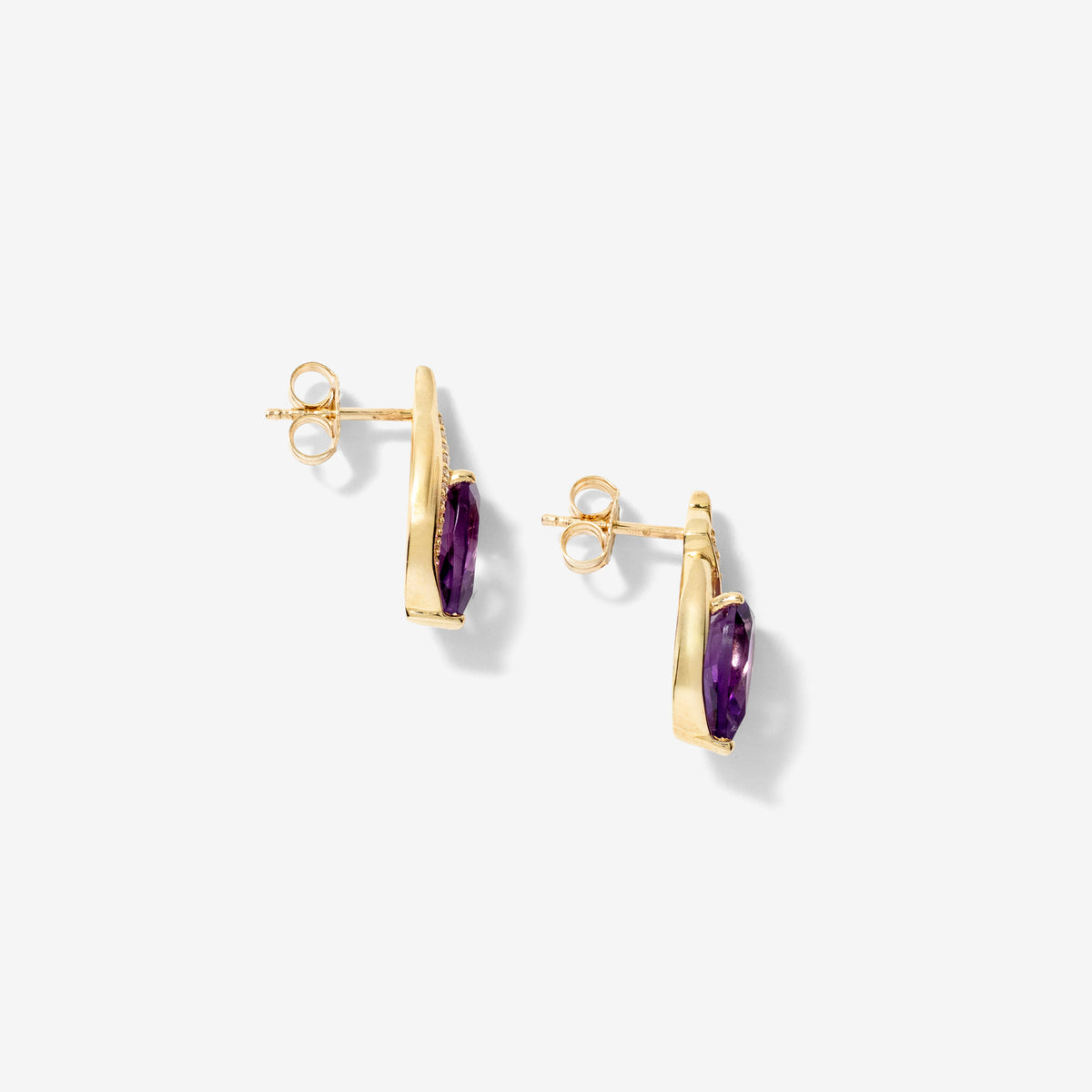 Amethyst Earrings in 10K Yellow Gold