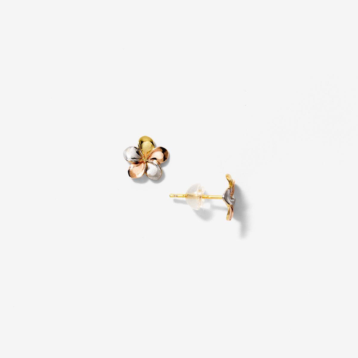 Flower Stud Earrings in 10K Yellow, White and Rose Gold