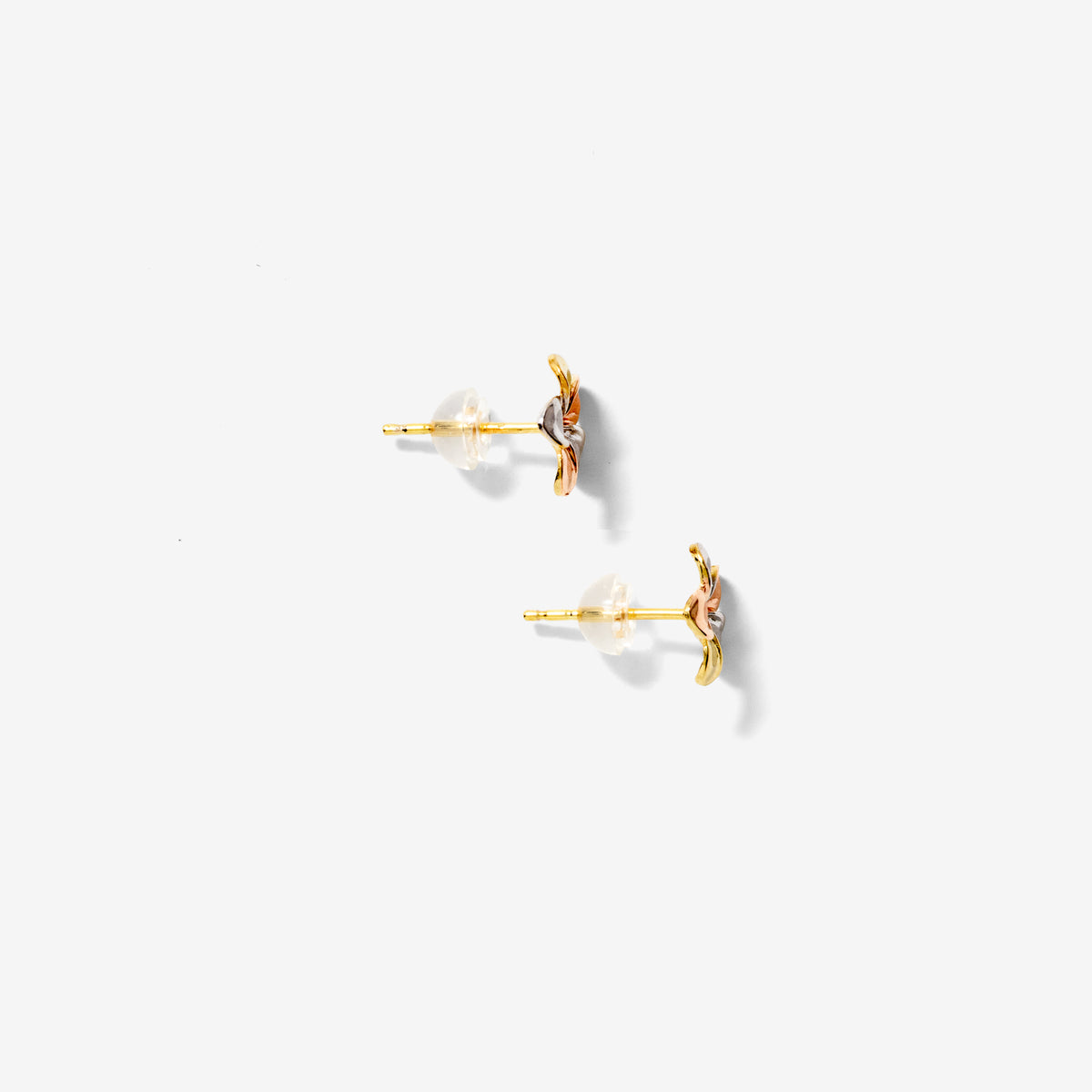 Flower Stud Earrings in 10K Yellow, White and Rose Gold