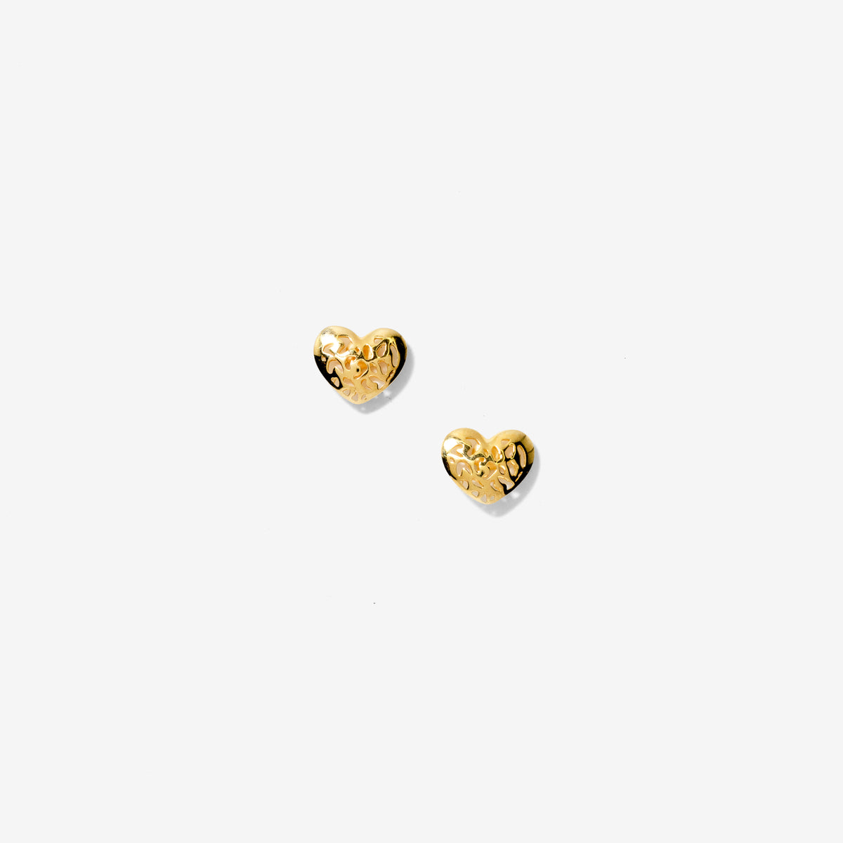 Filigree Heart Stud Earrings in 10K Yellow Gold