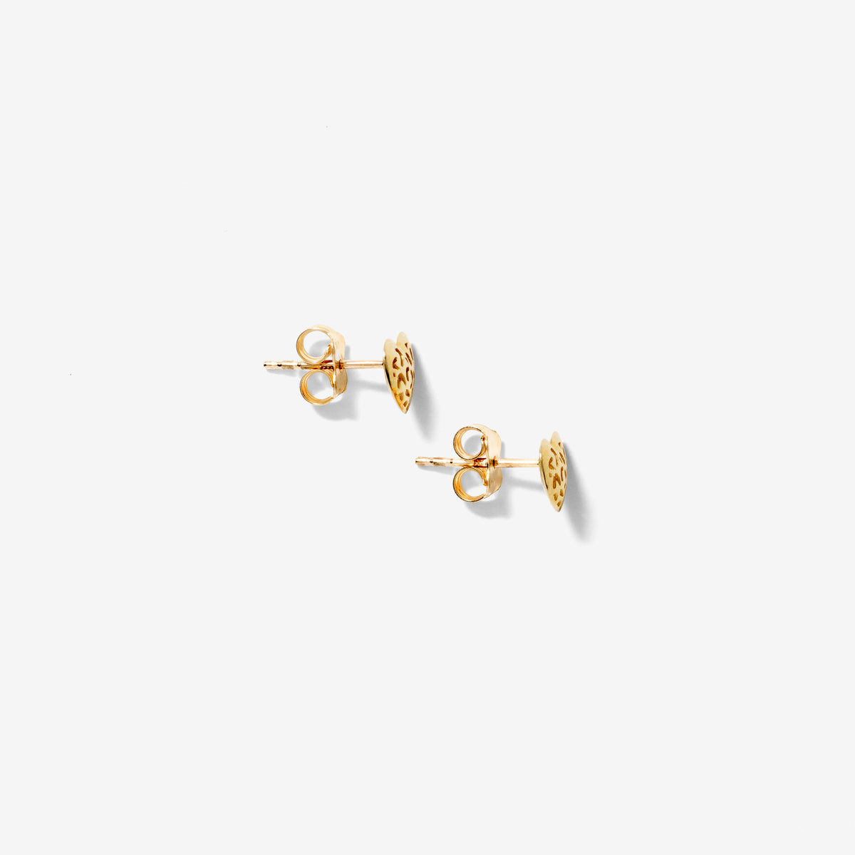 Filigree Heart Stud Earrings in 10K Yellow Gold