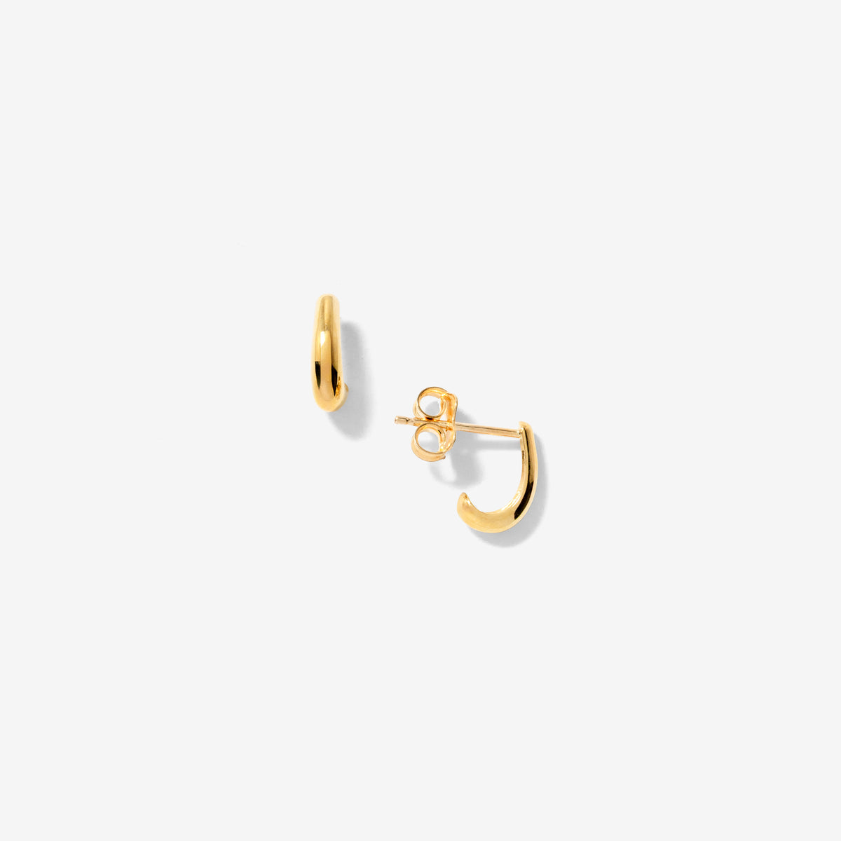 Curved Hook Stud Earrings in 10K Yellow Gold
