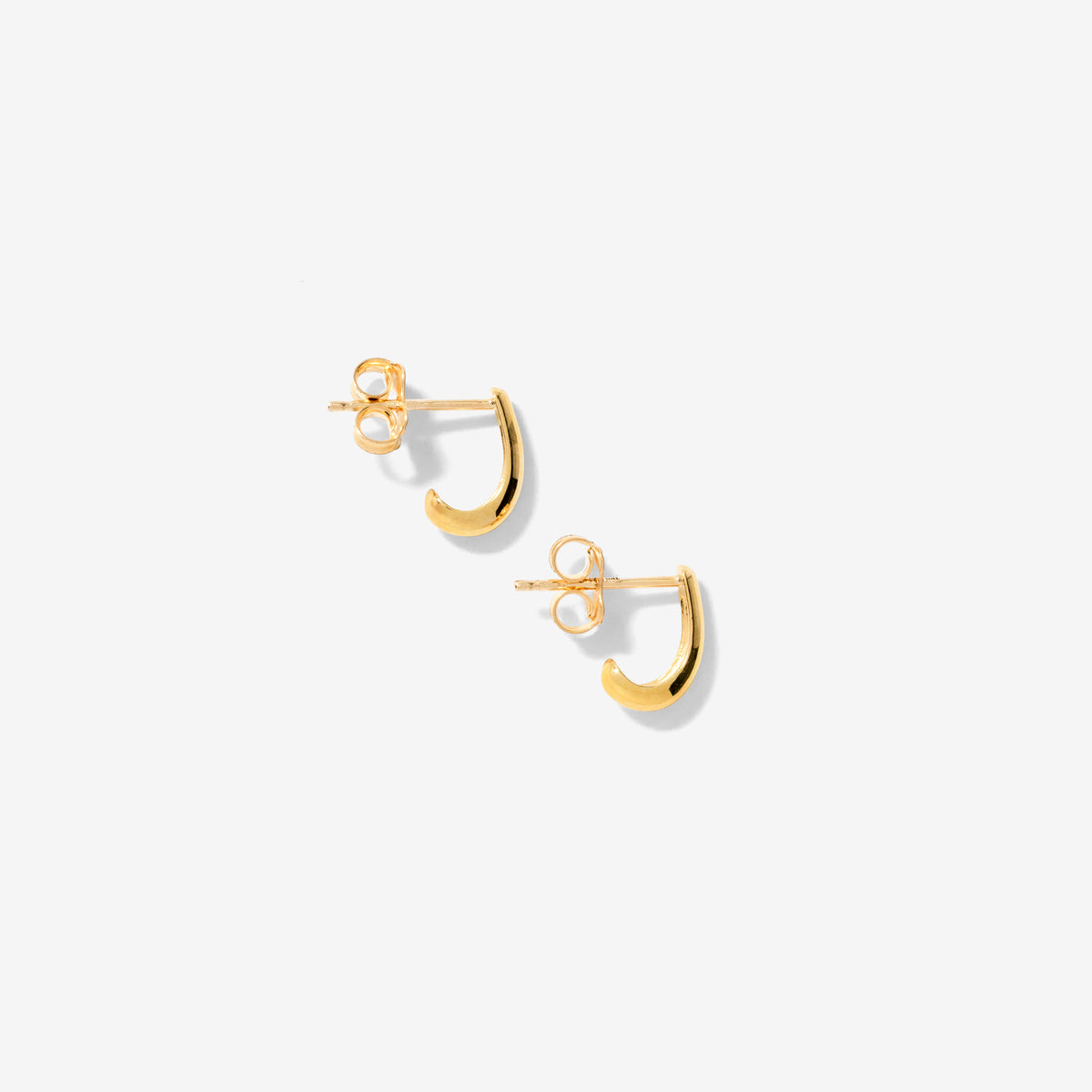Curved Hook Stud Earrings in 10K Yellow Gold