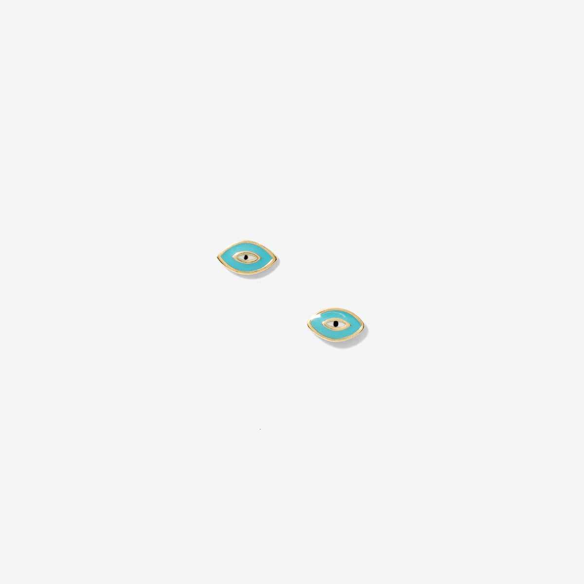 Evil Eye Enamel Finish Stud Earrings in 10K Yellow Gold