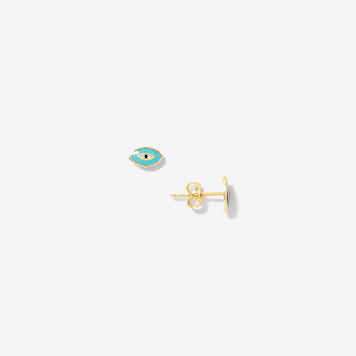 Evil Eye Enamel Finish Stud Earrings in 10K Yellow Gold