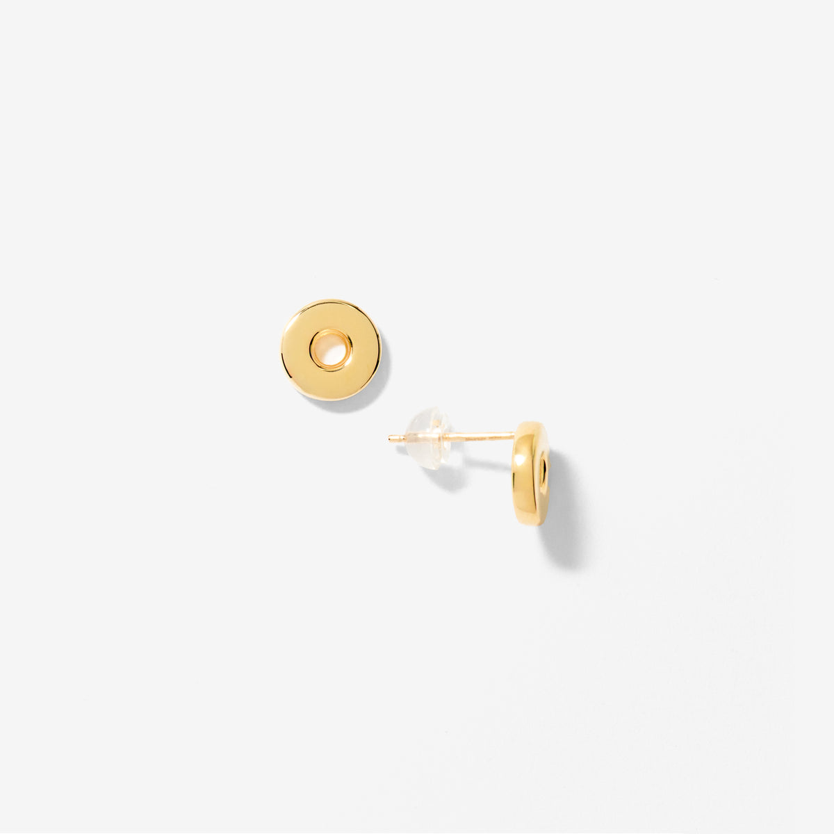Circle Stud Earrings in 10K Yellow Gold