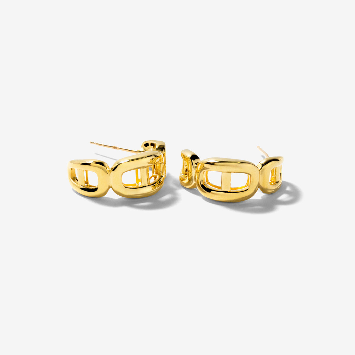 Marine Link Hook Earrings in 10K Yellow Gold