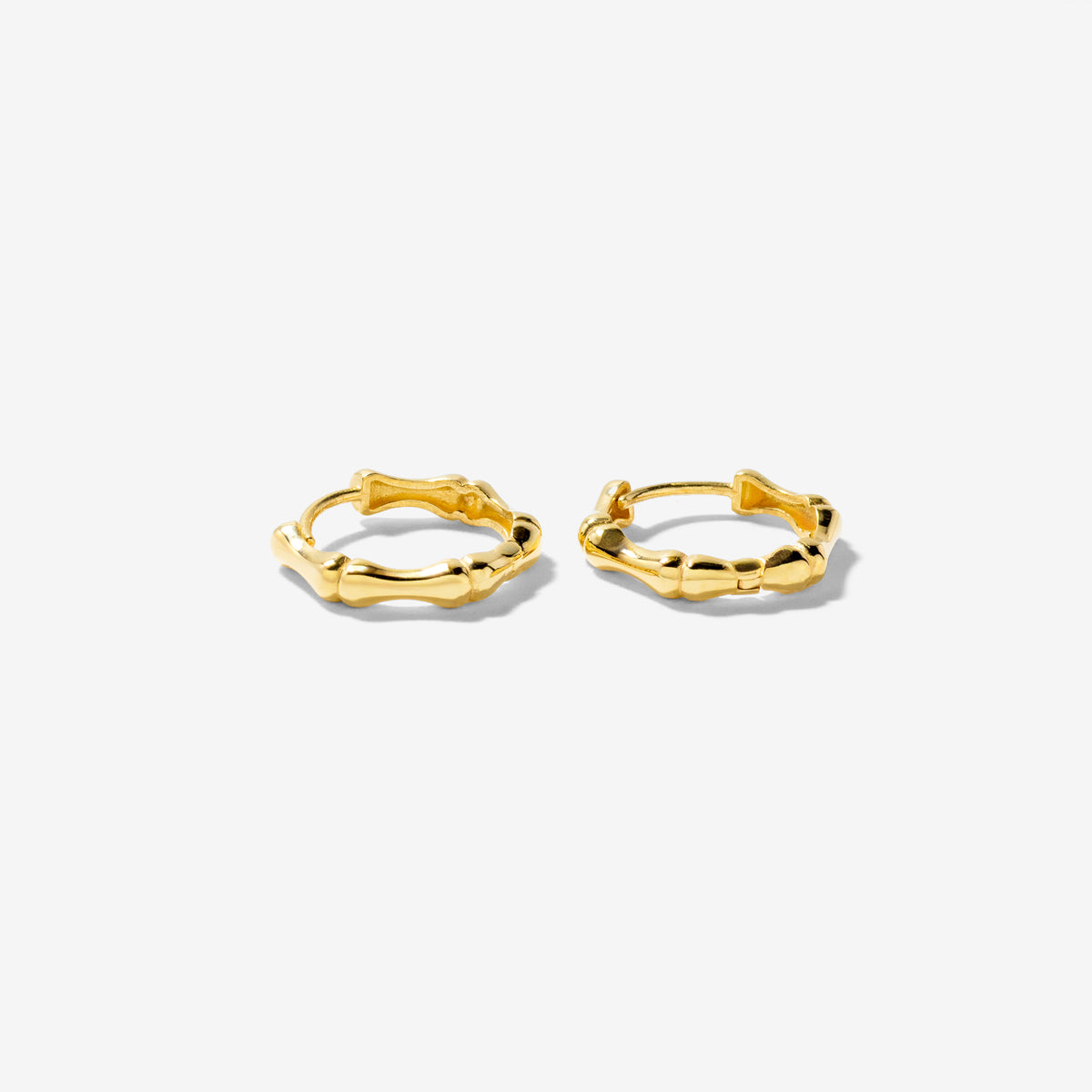 Bamboo Hoop Earrings in 10K Yellow Gold
