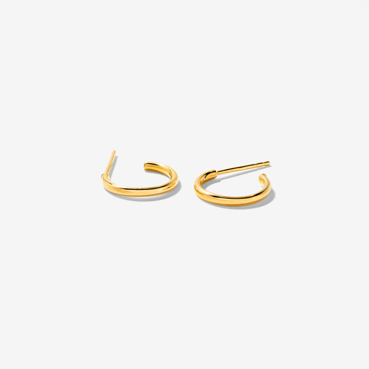 Round Hook Stud Earrings in 10K Yellow Gold
