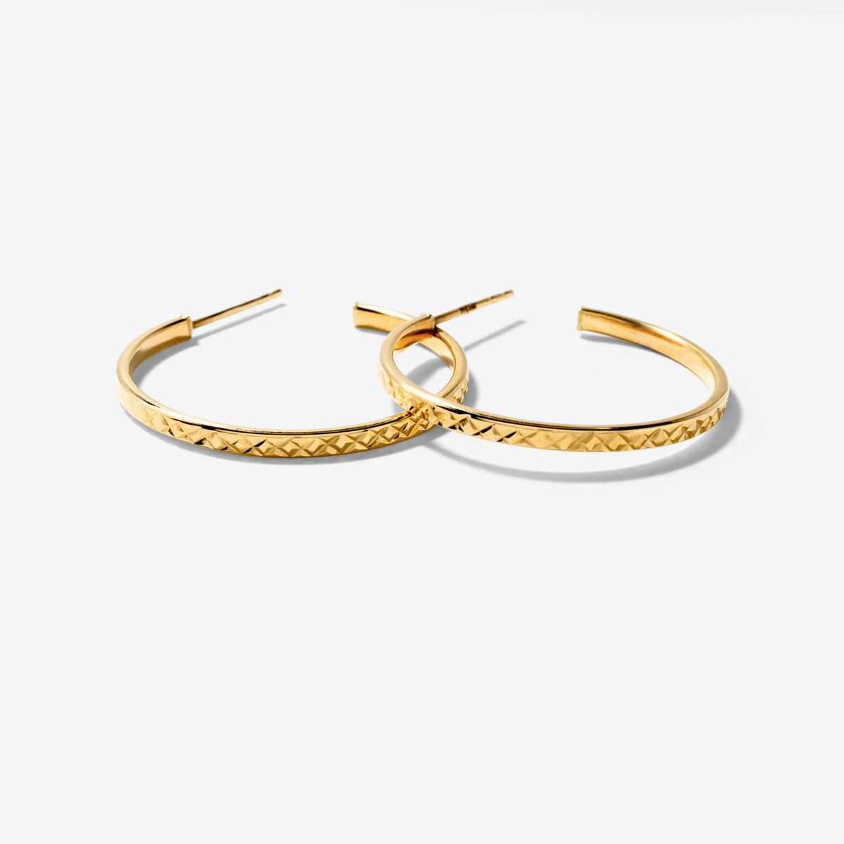 Diamond Cut Hoop Stud Earrings in 10k Yellow Gold