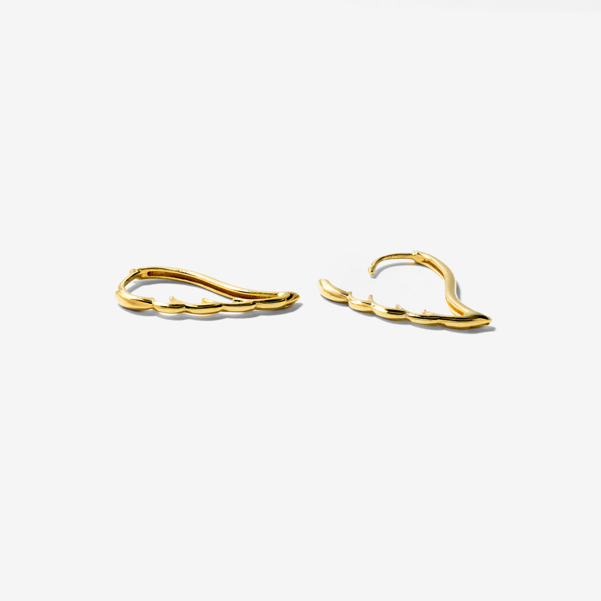 Open Wing Hoop Earrings in 10K Yellow Gold