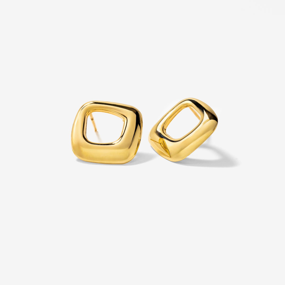 Cushion Shape Stud Earrings in 10K Yellow Gold
