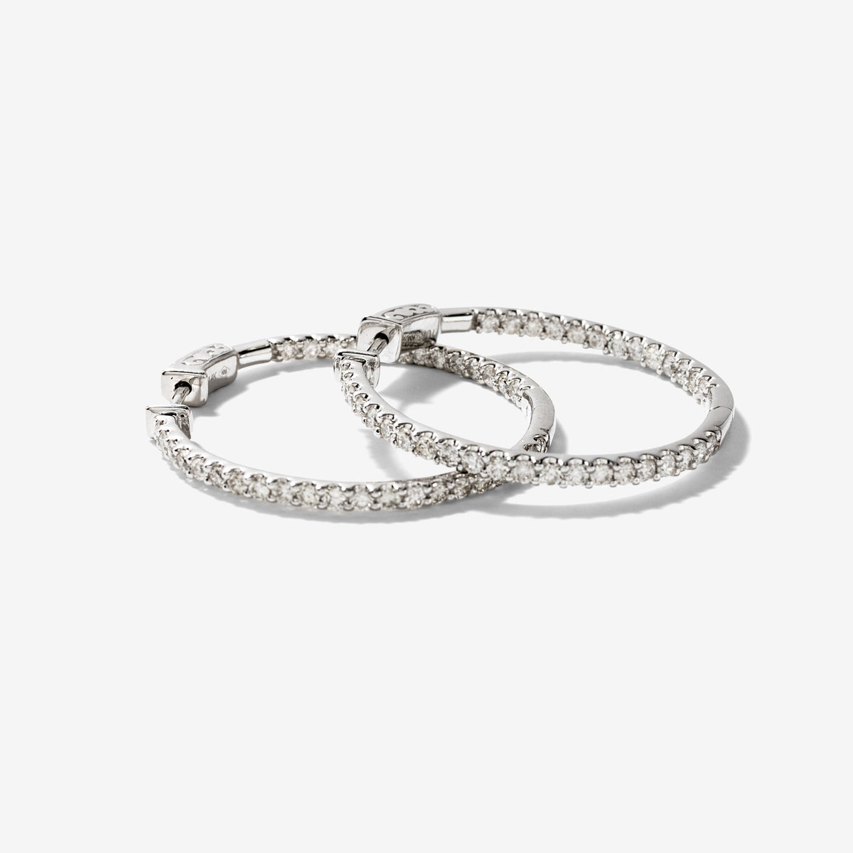 Diamond Hoop Earrings In 10K White Gold (1.50 ct tw)