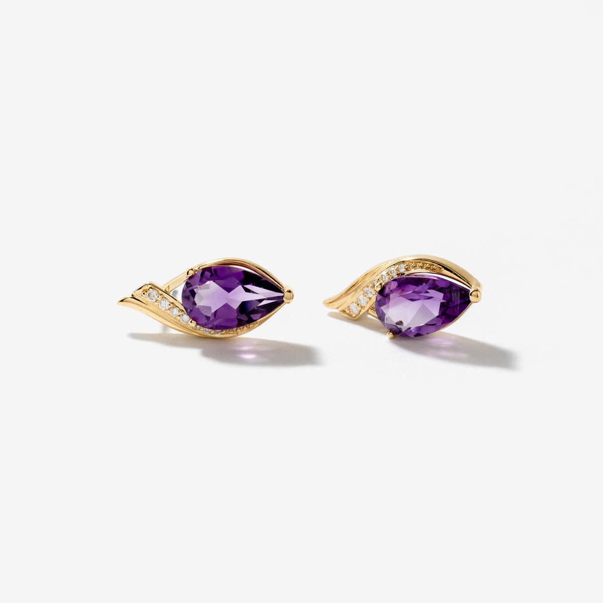 Amethyst Earrings in 10K Yellow Gold