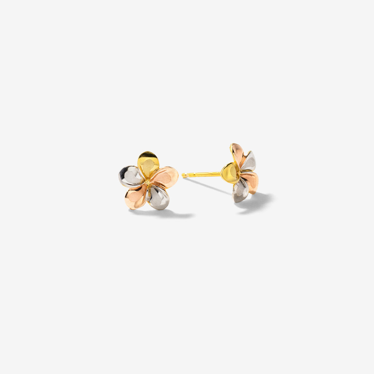 Flower Stud Earrings in 10K Yellow, White and Rose Gold