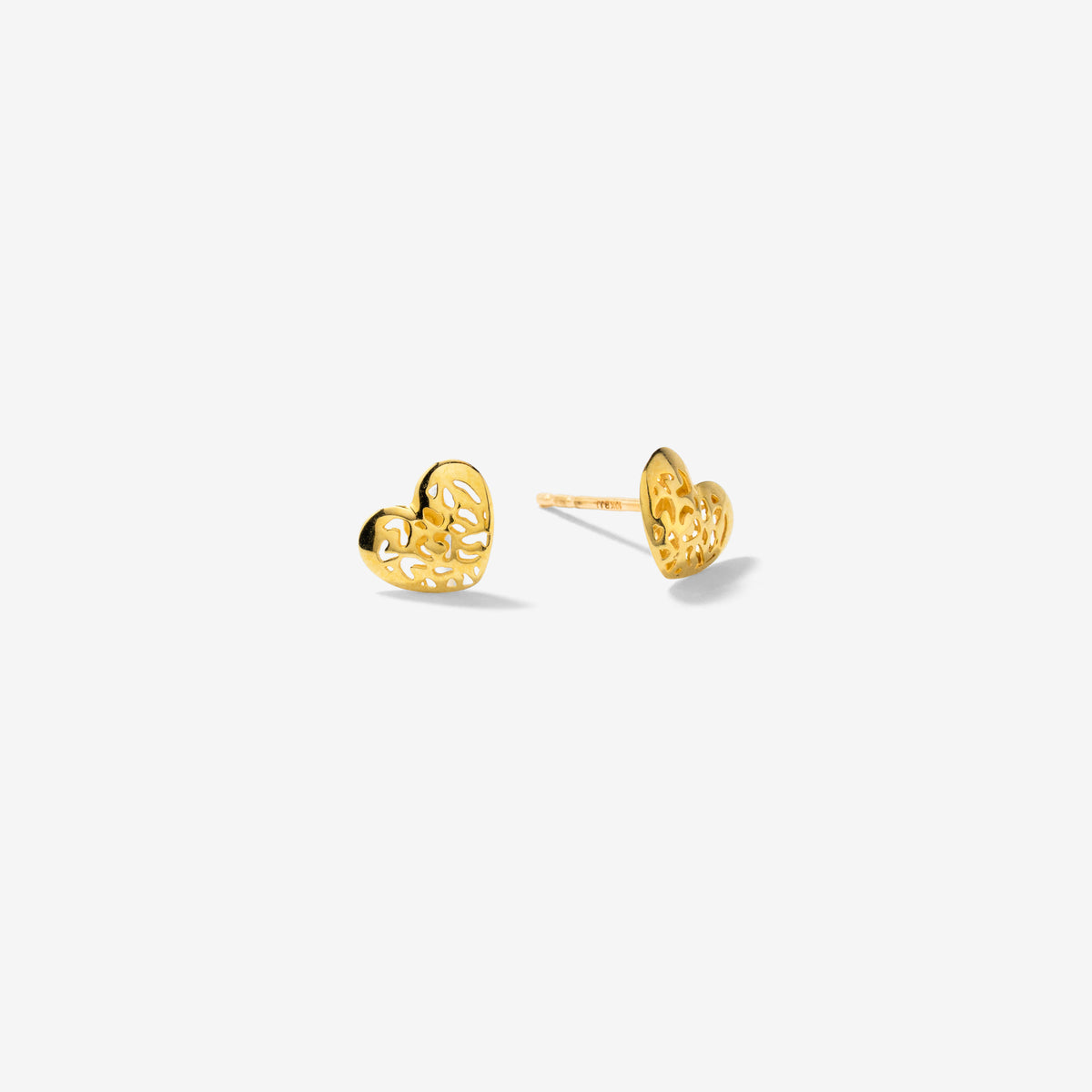 Filigree Heart Stud Earrings in 10K Yellow Gold