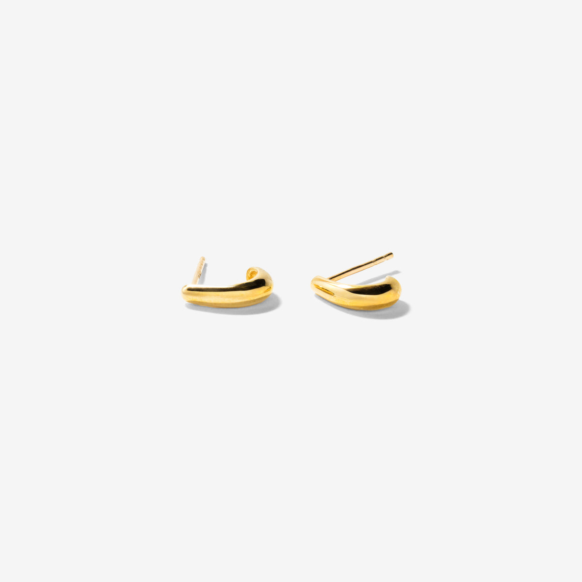 Curved Hook Stud Earrings in 10K Yellow Gold