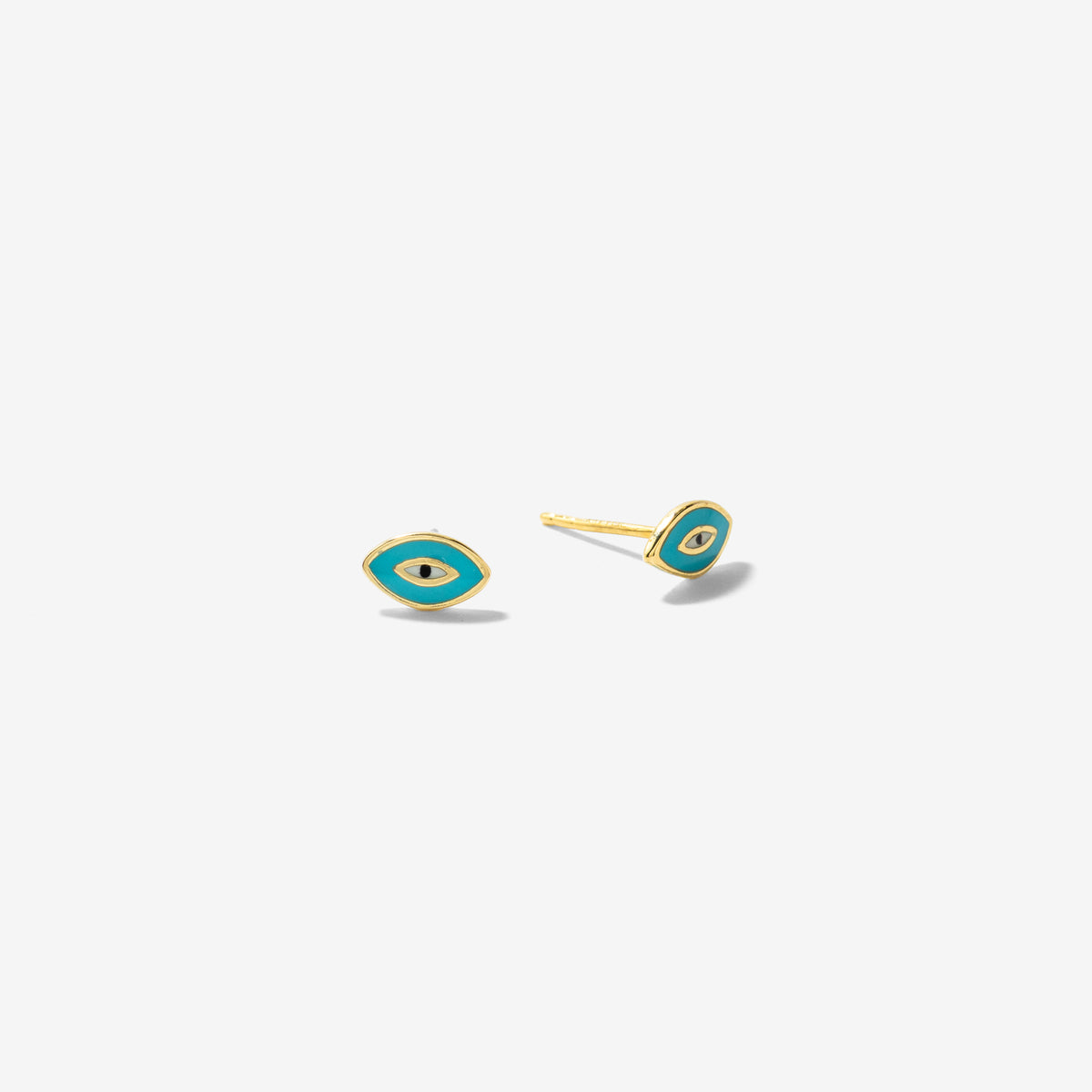 Evil Eye Enamel Finish Stud Earrings in 10K Yellow Gold