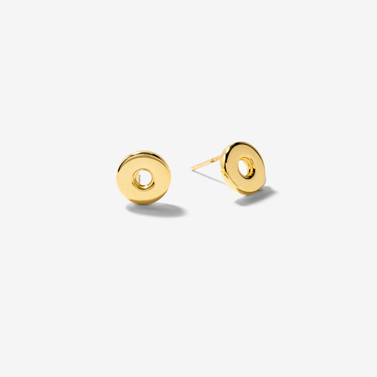 Circle Stud Earrings in 10K Yellow Gold