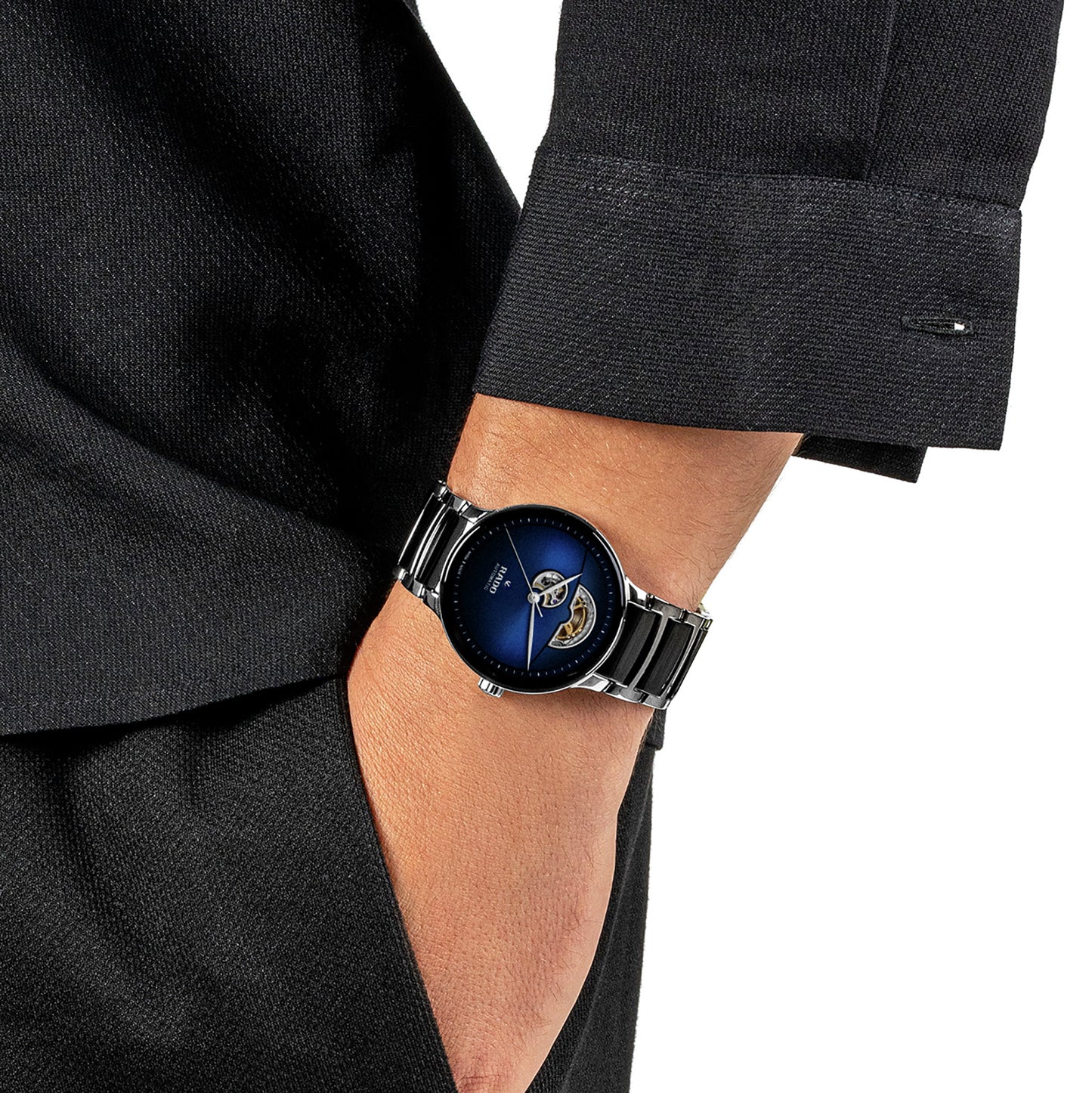 Rado Centrix Automatic Open Heart 39.5mm Blue-Black Dial Watch | R30012202