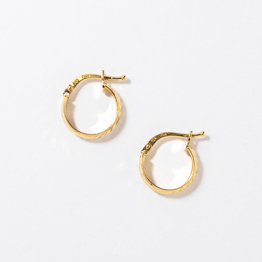 Diamond Cut Hoop Earrings 10K Yellow Gold