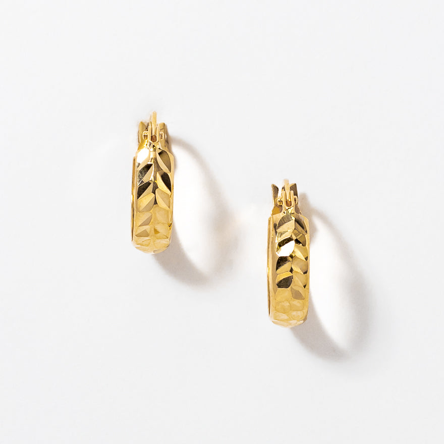 Diamond Cut Hoop Earrings 10K Yellow Gold