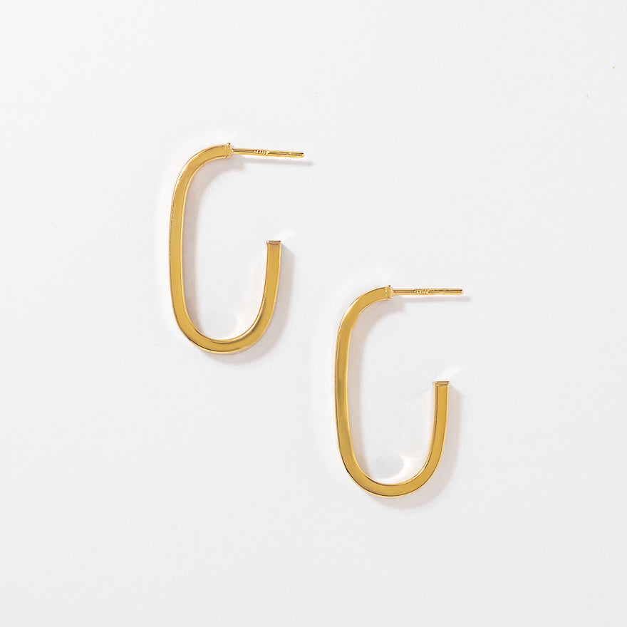 Paperclip Stud Earrings in 10K Yellow Gold