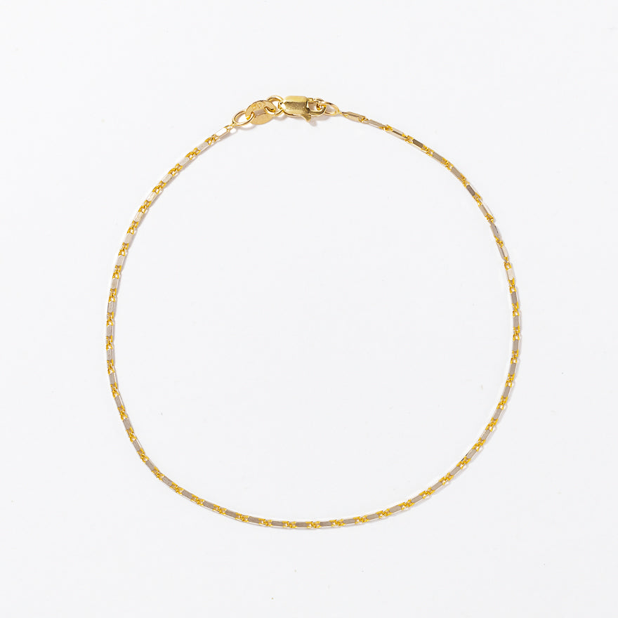 1mm Luro Link Bracelet in 10K Yellow and White Gold - 7.5mm