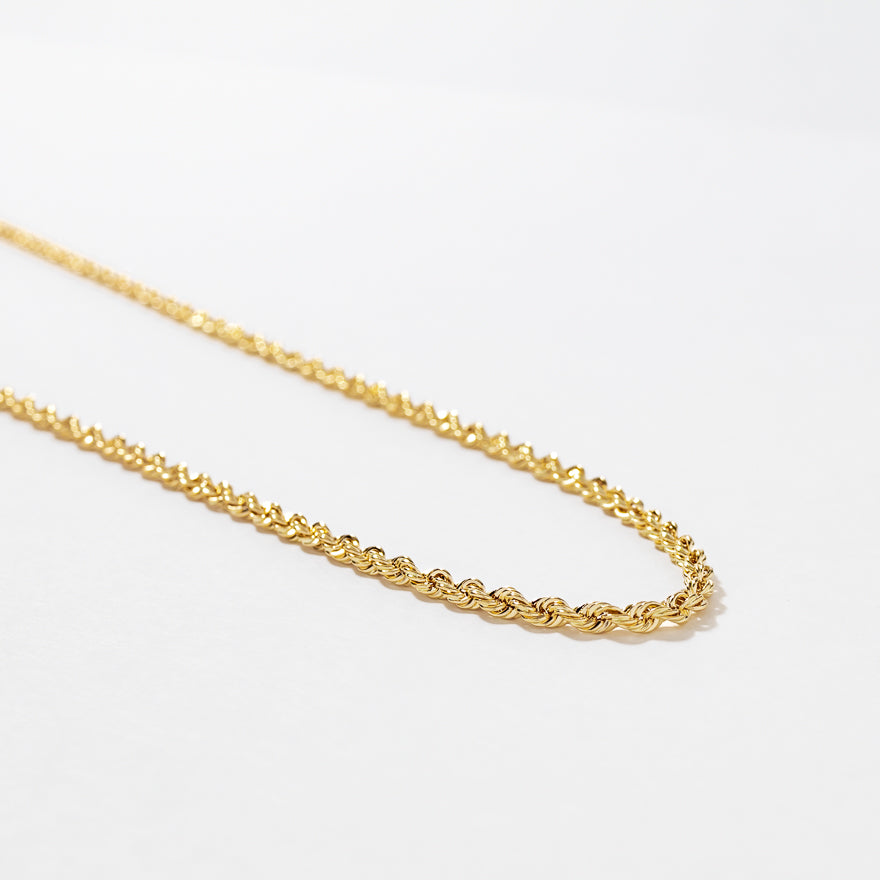 10K Italian Yellow Gold 2.50mm Diamond Cut Rope Chain (18")