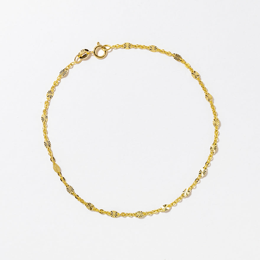 Diamond Cut Disc Bracelet in 10K Yellow Gold