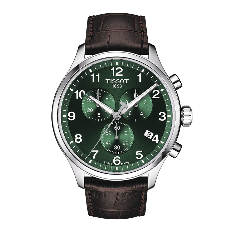 Tissot Chrono XL Classic Green Dial Leather Strap Watch | T11661716092