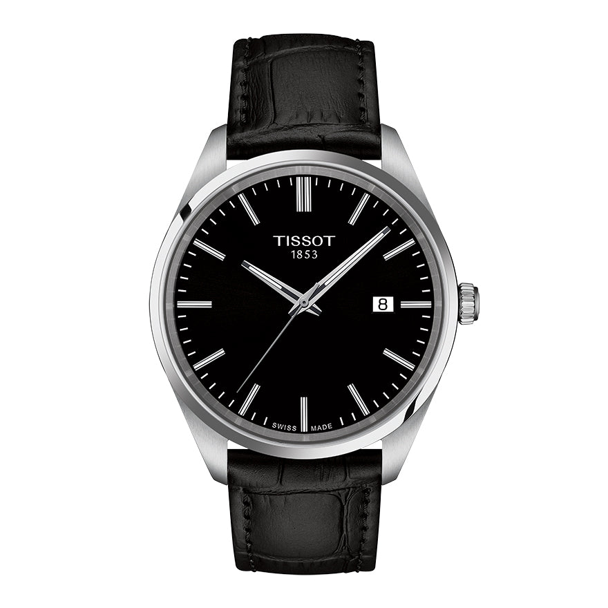 Tissot PR 100 Black Dial Quartz Leather Strap Watch | T1504101605100