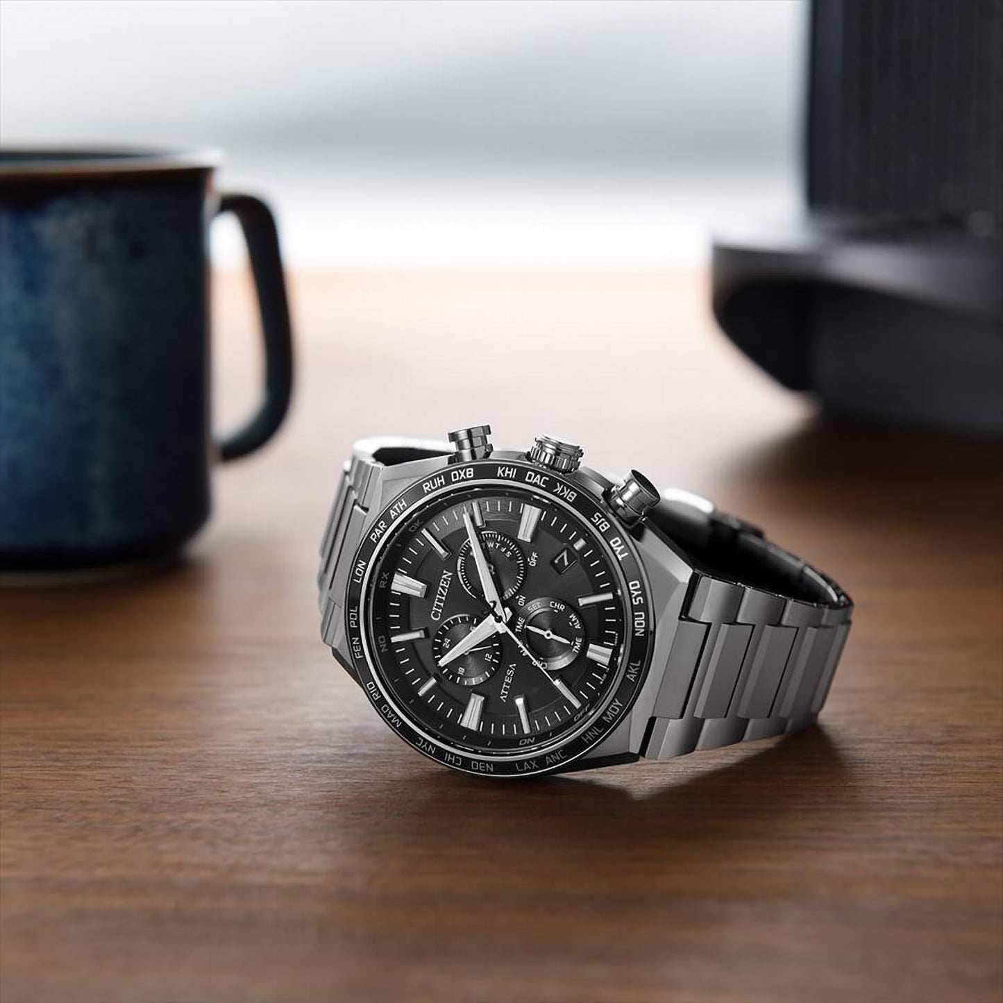 Citizen Eco-Drive Attesa Black Dial Super Titanium Watch | CB5966-69E
