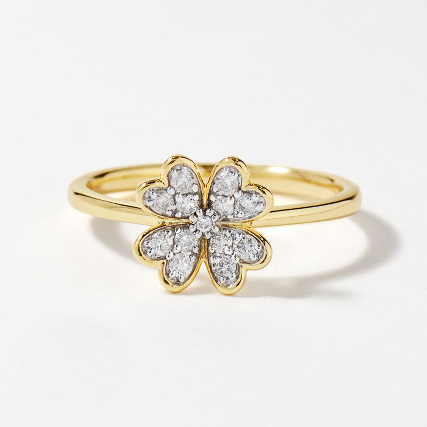 Diamond Clover Ring 10K Yellow Gold (0.20 ct tw)