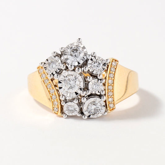 Diamond Cluster Ring in 10K Yellow and White Gold (0.50 ct tw)