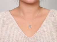 Sapphire Pendant Necklace with Diamond Accents in 10K White Gold