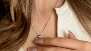 Heart Shape Emerald and Diamond Pendant in 10K White Gold