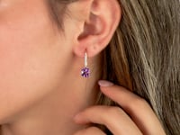 Amethyst Earrings with Diamond Accents in 10K Yellow Gold