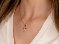 Diamond Cut Cross Pendant in 10K White Gold