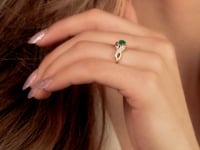 Emerald Ring With Diamond Accents 10K Yellow Gold