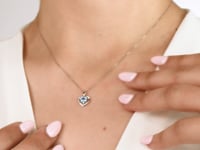 Heart Shaped Blue Topaz Necklace in 10K White Gold