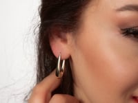 Oval Drop Hoop Earrings in 10K Yellow Gold