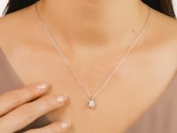 Crescent Set Lab Grown Diamond Solitaire Necklace in 14K White Gold